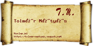 Tolmár Mátyás névjegykártya