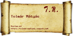 Tolmár Mátyás névjegykártya
