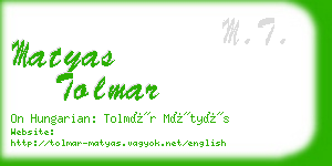 matyas tolmar business card